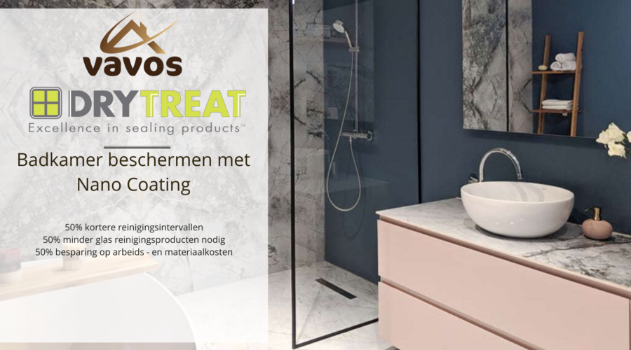 Door een badkamer te beschermen met onze Nano Coating zal vuil zoals schimmels, vetten en kalk bijna niet meer hechten. Het Gecoate oppervlak zal een lotuseffect krijgen waardoor waterdruppels/condensdruppels eraf rollen. Wanneer bijvoorbeeld de druppel op een horizontaal vlak ligt zal deze opdrogen waardoor je druppel zal blijven zien. Echter kan je dit daarna afnemen met een doek. Door de Nano technologie deeltjes zal het geen kans meer krijgen om zich te hechten aan het oppervlak (easy to clean)
